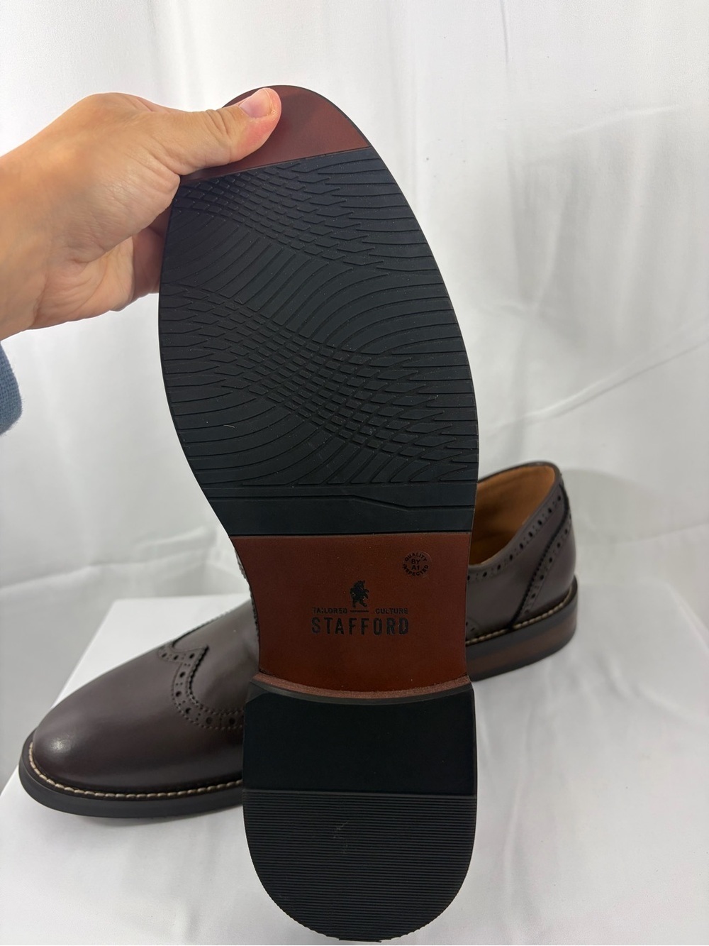 NWT Stafford Men’s Size 12 Brown Dress Shoes - Picture 9 of 10